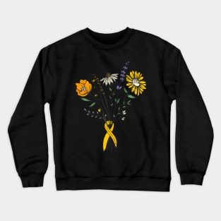 Childhood Cancer Awareness Gold Ribbon Wildflower Hippie Crewneck Sweatshirt